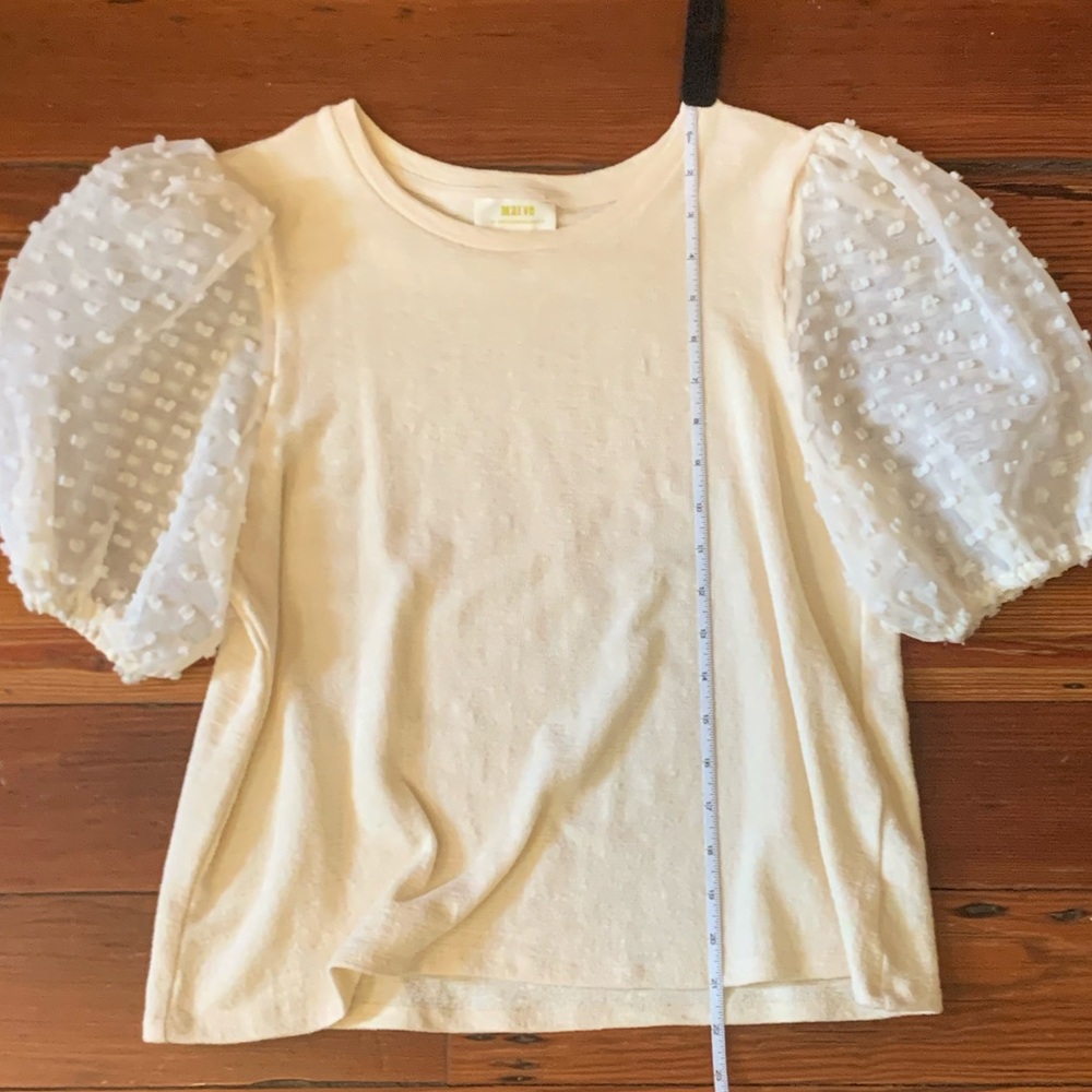 Maeve by Anthropologie Cream Puff Sleeve Top Size: M - Picture 7 of 9